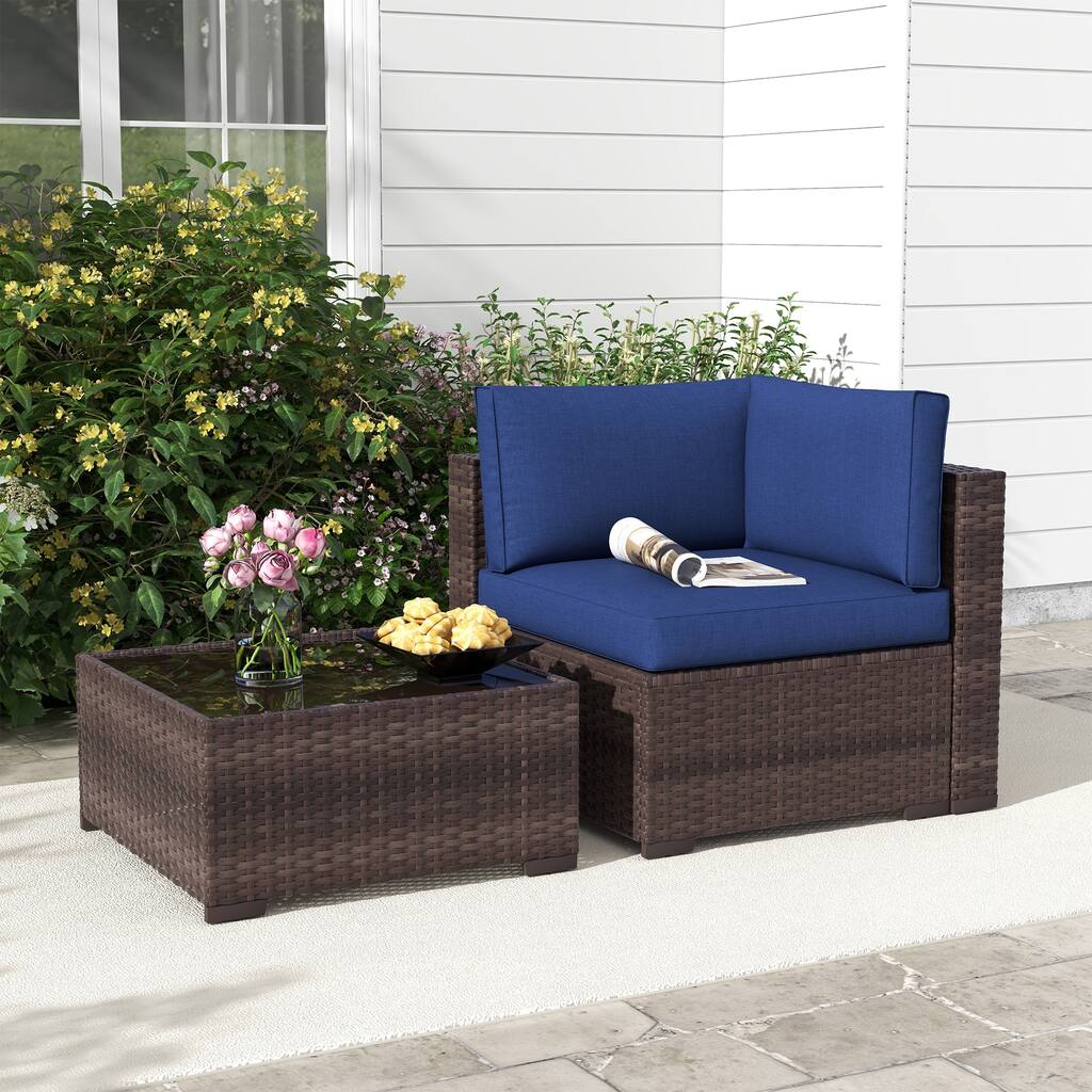 Outdoor 2-Piece Wicker Sofa Set