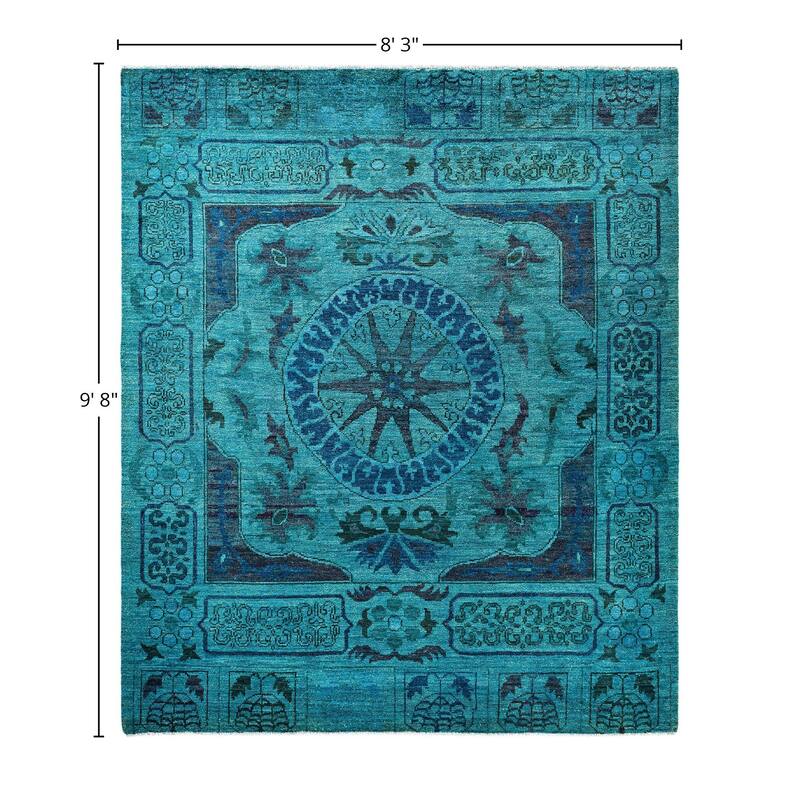 Overdyed One-of-a-Kind Hand-Knotted Area Rug - Green - 8' 3" x 9' 8"