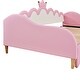 preview thumbnail 13 of 25, Modern Upholstered Princess Daybed wCrown Headboard & LED Lights, Twin to Size Extending Daybed Sofa Bed, Guest Bed