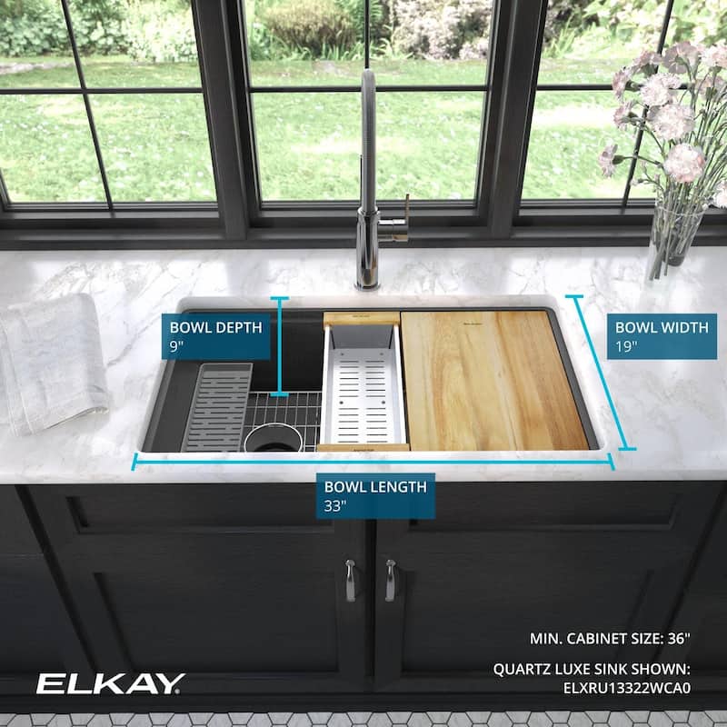 Elkay ELXRU13322W Quartz Luxe 33" Undermount Single Basin Quartz