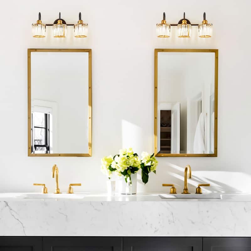 3/ 4 - Light Modern Glam Luxuriou Dimmable Crystal Bathroom Vanity Light Linear Wall Light