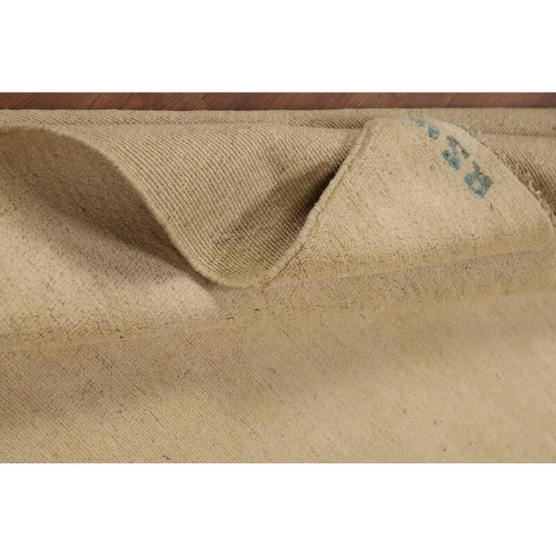 Gabbeh Modern Rug Solid Beige Hand-Knotted Wool Carpet - 5'3"x 6'6"