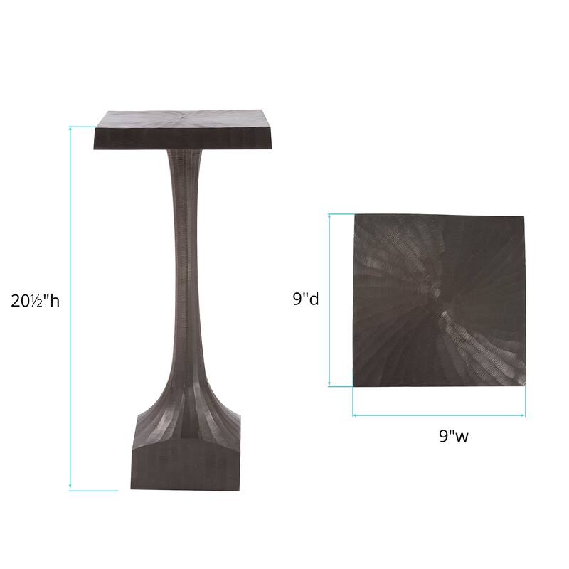 Allan Andrews Square Graphite Chiseled Metal Martini Accent Table