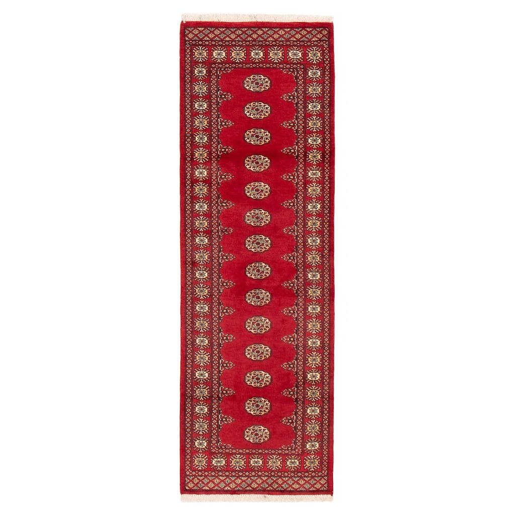 ECARPETGALLERY Hand-knotted Peshawar Bokhara Red Wool Rug - 2'7 x 8'1