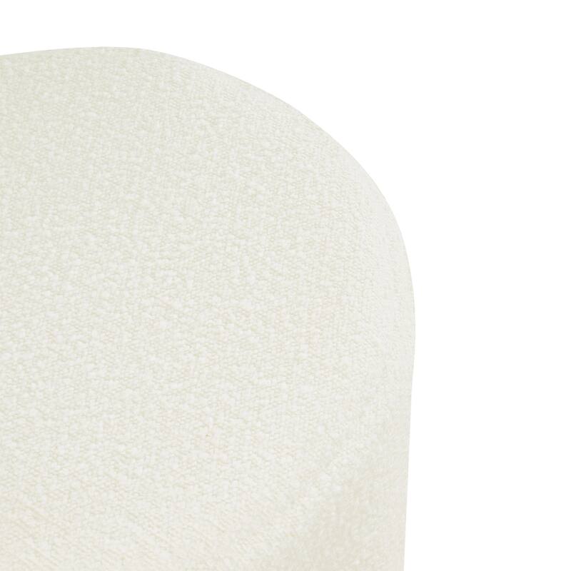 Sem 18 Inch Cream White Chanel-Stitched Boucle Round Accent Ottoman