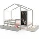 preview thumbnail 15 of 18, Kids House-Shaped Twin Size Bed with 2 Large Drawers with Blackboard