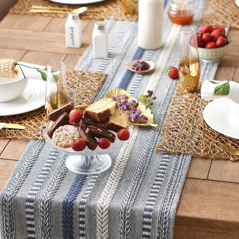 DII Black Braided Stripe Table Runner