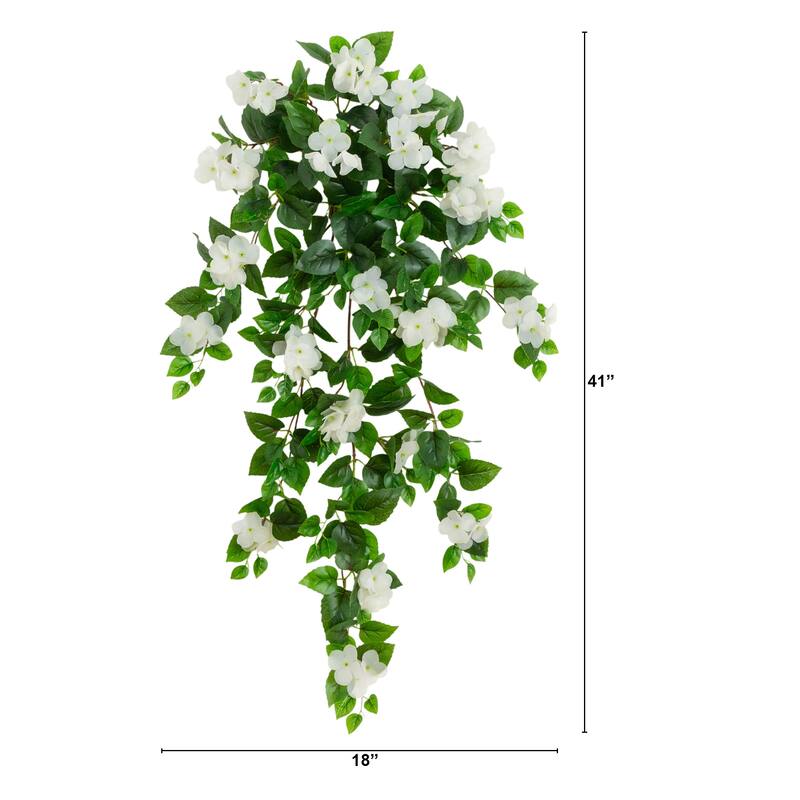 41-in UV Resistant Artificial Hydrangea Hanging Plant - Set of 2