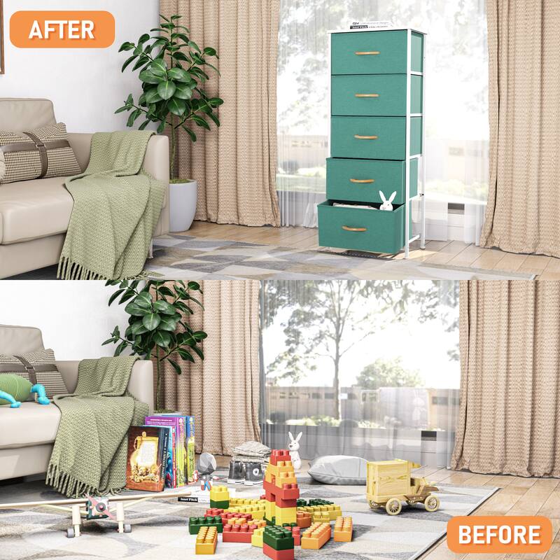VredHom 5 Drawers Vertical Dresser Storage Tower