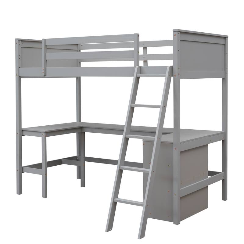 Multi-Functional Twin Loft Bed with Built-in Desk and Storage Shelves