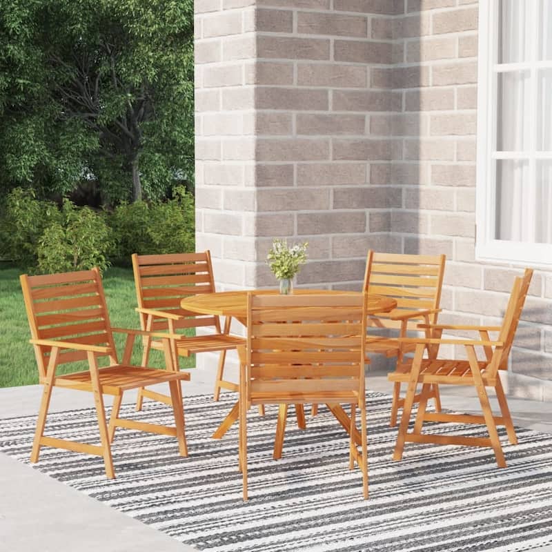 vidaXL Bistro Set Patio Table and Chairs Conversational Set Solid Acacia Wood - 27.6" x 27.6" x 24"