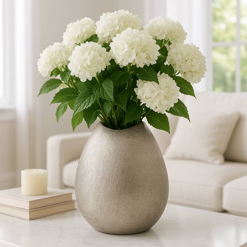 Ceramic Teardrop Textured Surface Vase - Silver