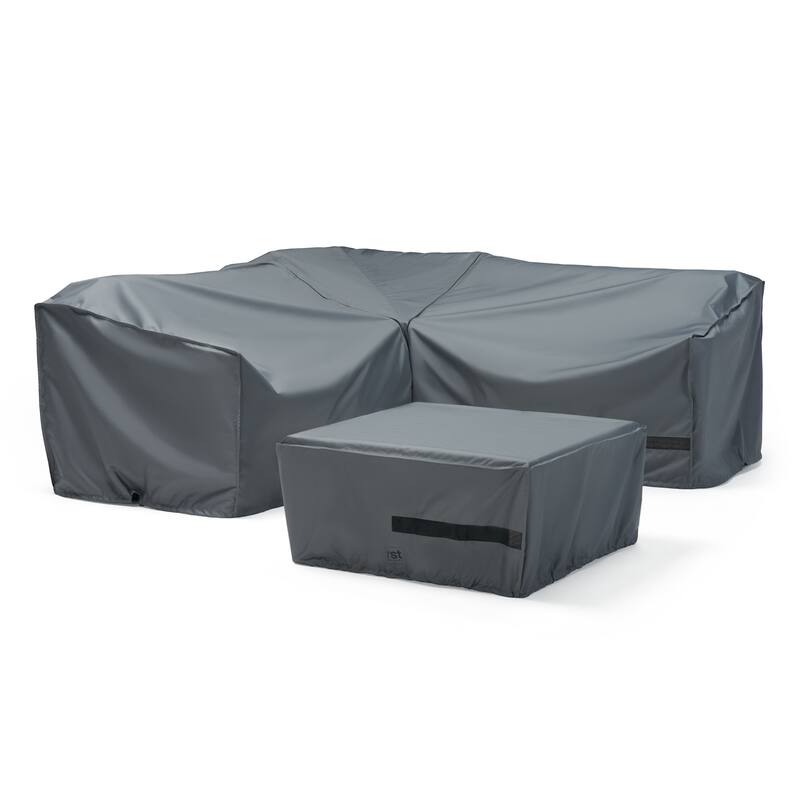 Cannes 4 Piece Polyester Outdoor Patio Sectional Deluxe Furniture Covers - Grey