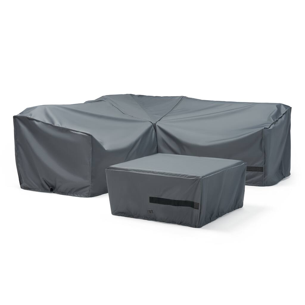 Deco 4 Piece Polyester Outdoor Patio Sectional Deluxe Furniture Covers - Grey