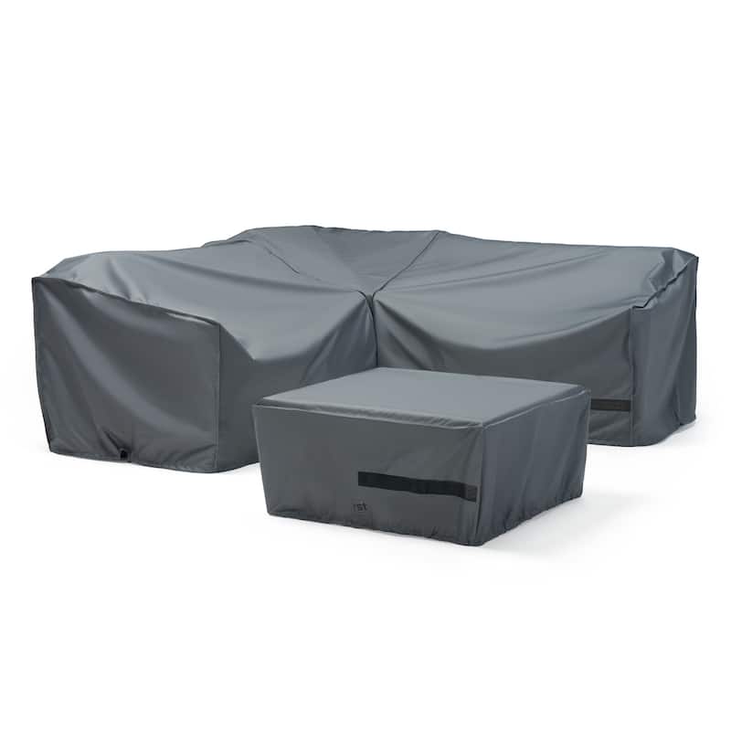 Portofino Comfort 4 Piece Polyester Outdoor Patio Sectional Deluxe Furniture Covers - Grey