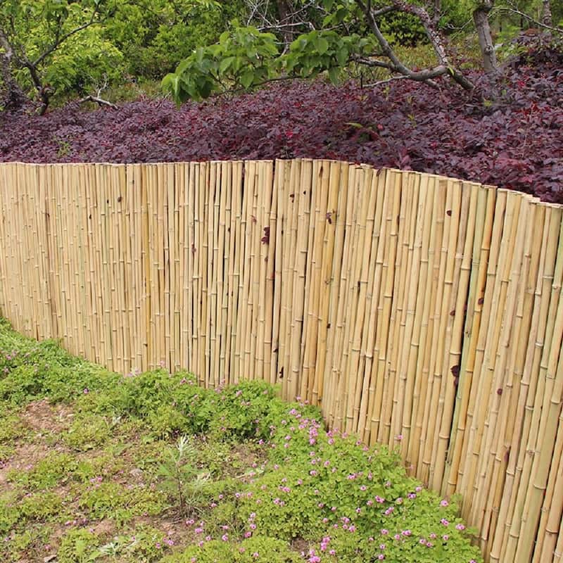 Agfabric 1 in. D x 8 ft.L Natural Bamboo Garden Fence With Hook Barrier Fence For Patio