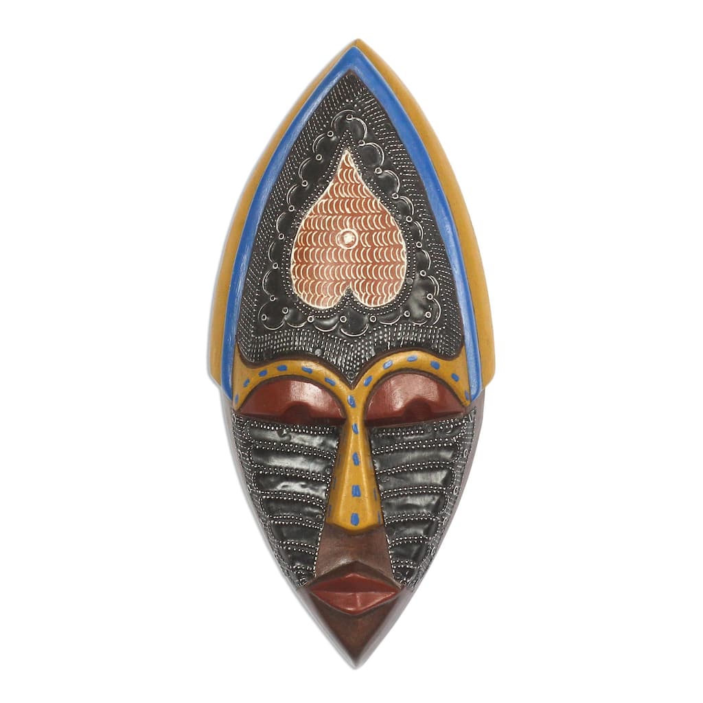 Novica Handmade Upside-Down Heart African Wood Mask