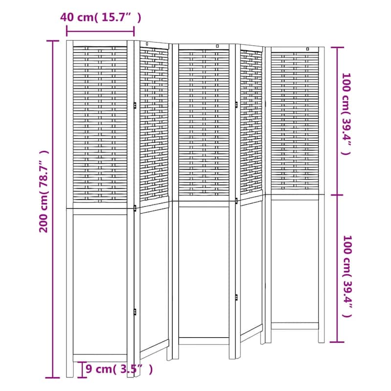 vidaXL Room Divider Privacy Screen Living Room Dark Brown Solid Wood Paulownia
