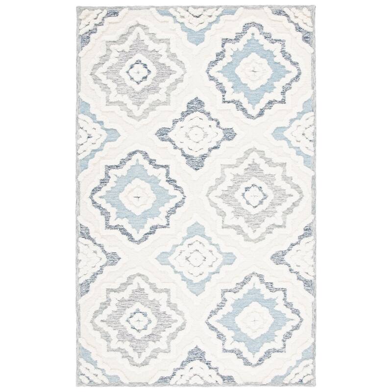 SAFAVIEH Handmade Metro Zhetchka French Country Wool Rug - 6' Square - Ivory/Light Blue