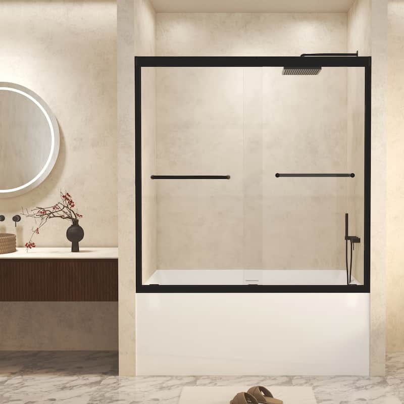 Premium Double Sliding Shower Door with Tempered Glass and Aluminum Frame for Stylish Bathrooms