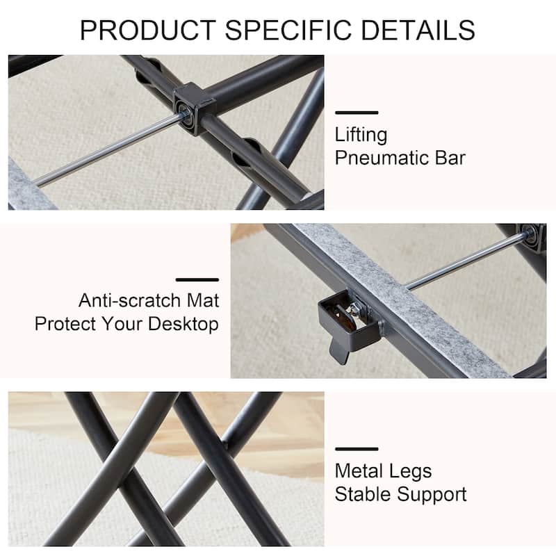 Modern minimalist multifunctional lift table with silver metal legs