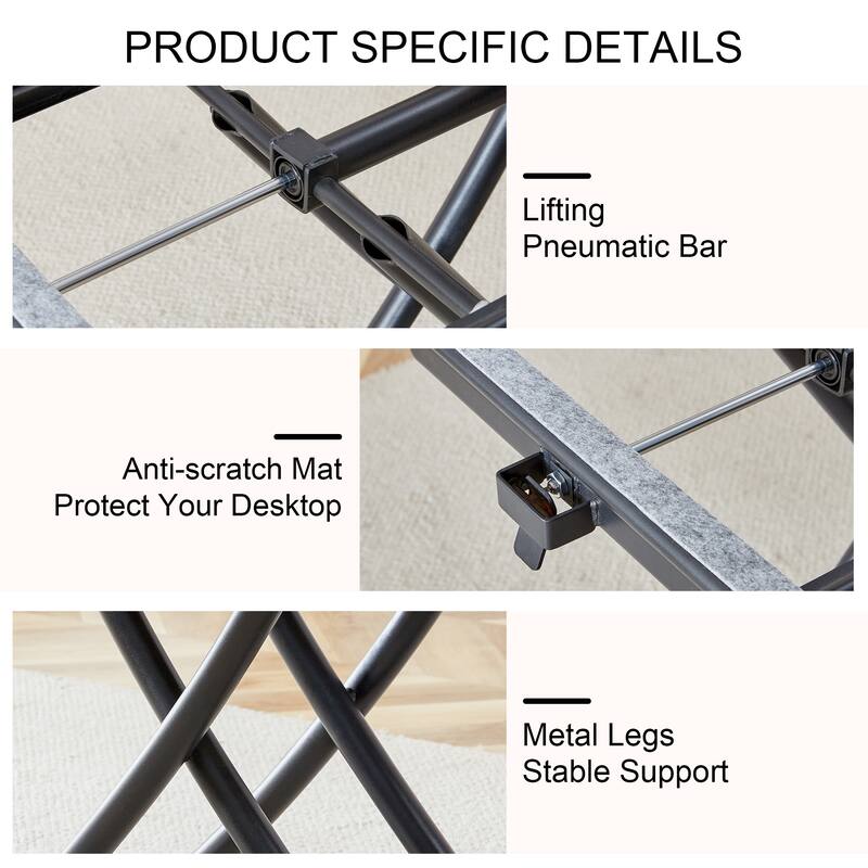 Roomfitters Multifunctional Lifting Table with Wood Grain Surface, Adjustable Coffee Dining Desk with Metal Legs, Natural