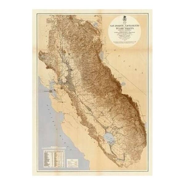 Map Of The San Joaquin Sacramento And Tulare Valleys 1873 Poster Print