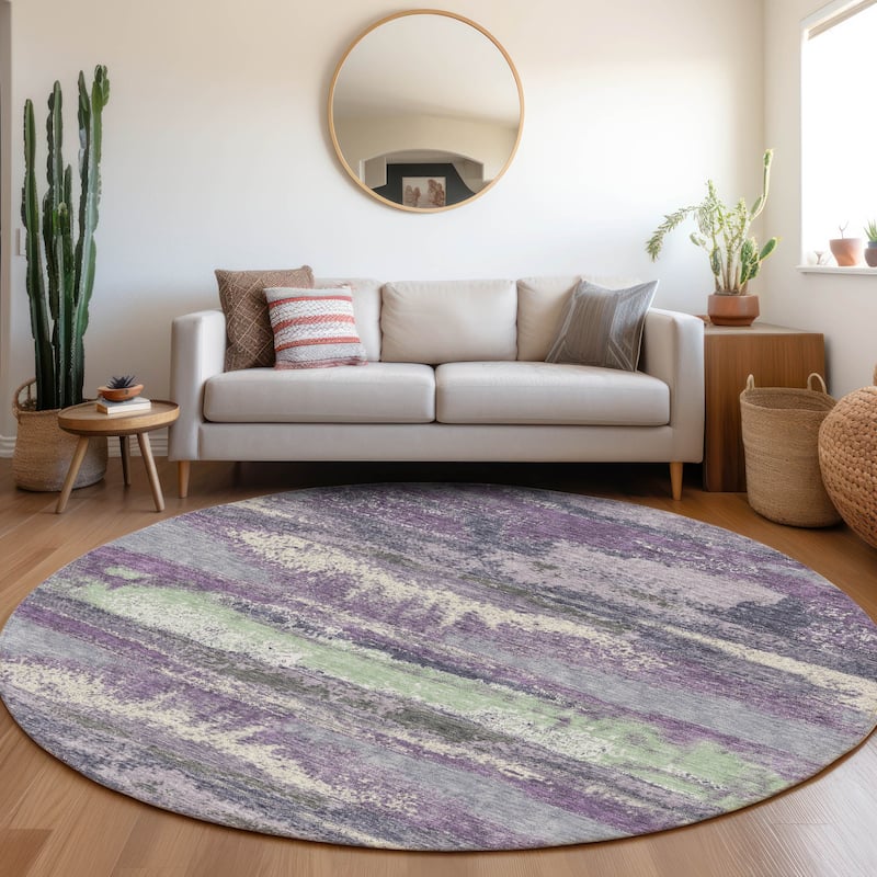 Premium Washable Super Soft Modern Casual Mayfield Rug - Purple - 8' x 8'