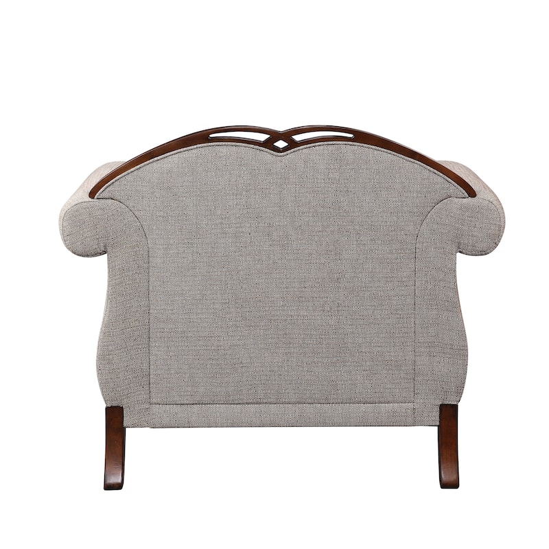 Daphne Gray and Cherry Button-Tufted Accent Chair