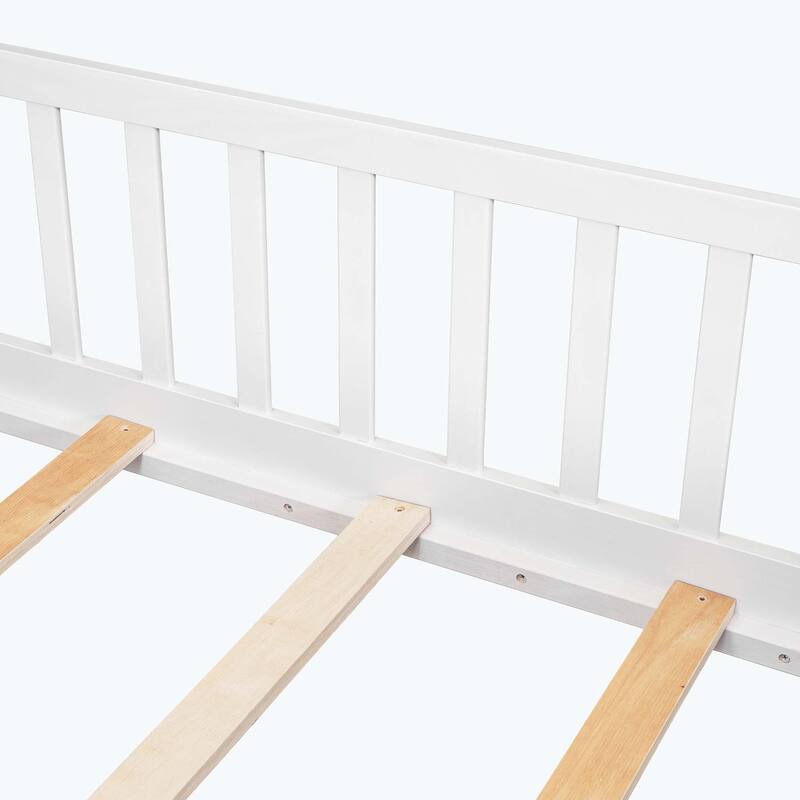 Durable Floor Platform Bed with Fence