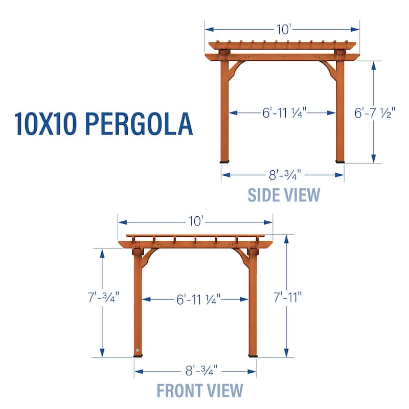 Backyard Discovery Beaumont 10'x10' Cedar Wood Pergola w/ Trellis Roof