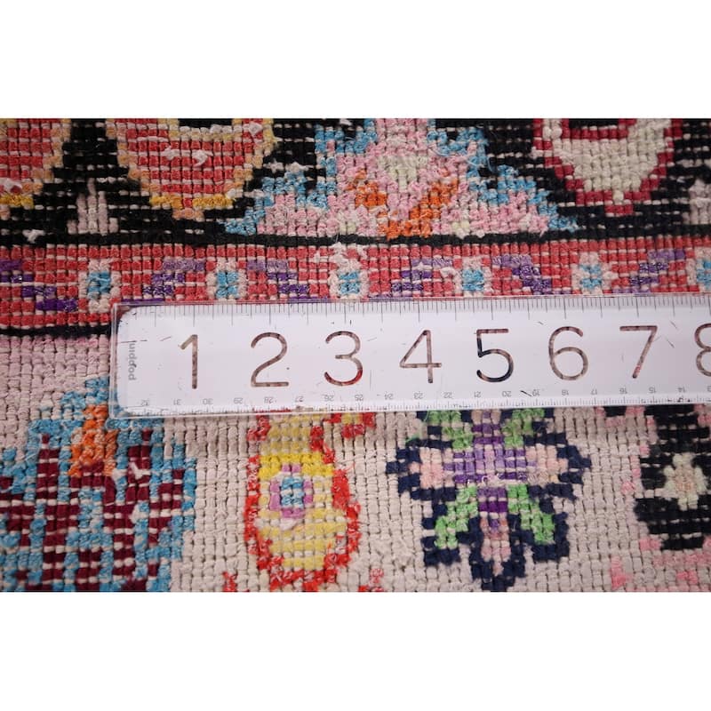 Geometric Anatolian Vintage Runner Rug Handmade Wool Carpet - 2'11"x 12'9"