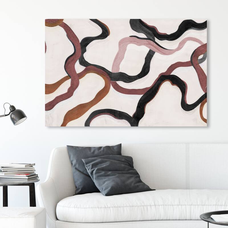 Wynwood Studio Abstract Paths of Life I Red and Dark Red Modern & Contemporary Wall Art Canvas Print - 30 x 45