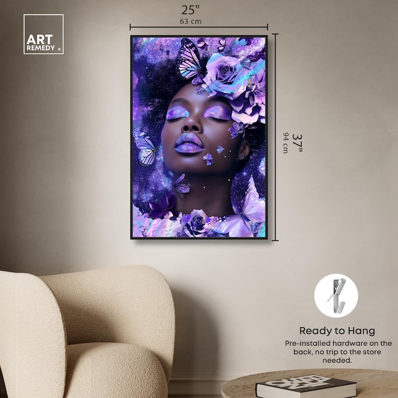 A Glistening Neon Woman Canvas by Art Remedy