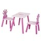 preview thumbnail 1 of 5, 3-Piece Kids Table and Chair Set with Wooden Construction, Crown Design for Girls, Ages 2-4 Pink