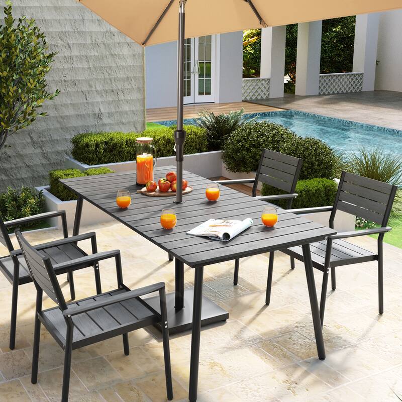 Pellebant Outdoor Aluminum Rectangular Dining Table