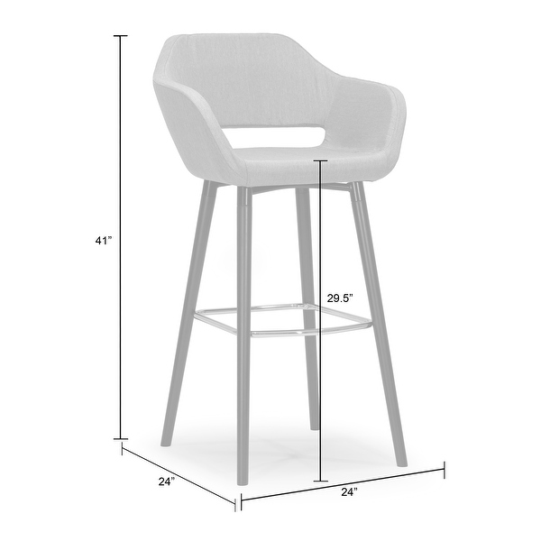 Adel Modern Grey Fabric Bar Stool with Beech Legs (Set of 2) - Bed Bath ...