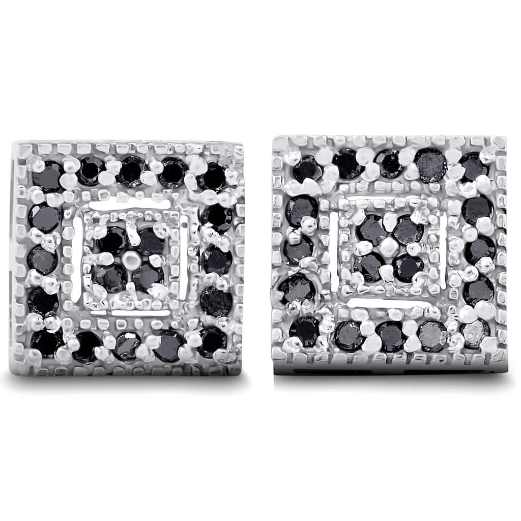Bliss Diamond 1/3ct Pave Black Diamond Studs White Gold