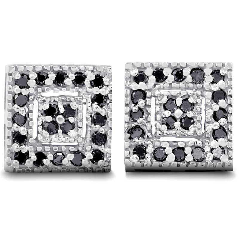 Bliss Diamond 1/3ct Pave Black Diamond Studs White Gold - White