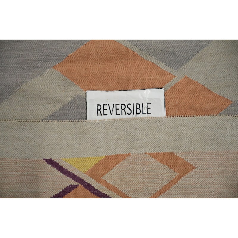 Hand Woven Oriental 100% Wool Carpet Southwestern Modern Greys & Charcoal Kilim Area Rug - 15' 11'' X 12' 3''