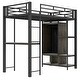 preview thumbnail 25 of 30, Twin Size Metal Loft Bed with Built-in Wardrobe and Ladder, Multifunctional Storage Bed Frame with Desk and Open Shelves