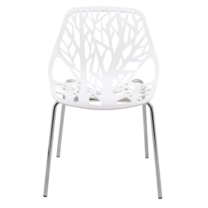 Asbury Stackable Dining Chair with Chrome Legs (Set of 2) Modern Cut-Out Design Backrest Side Chair