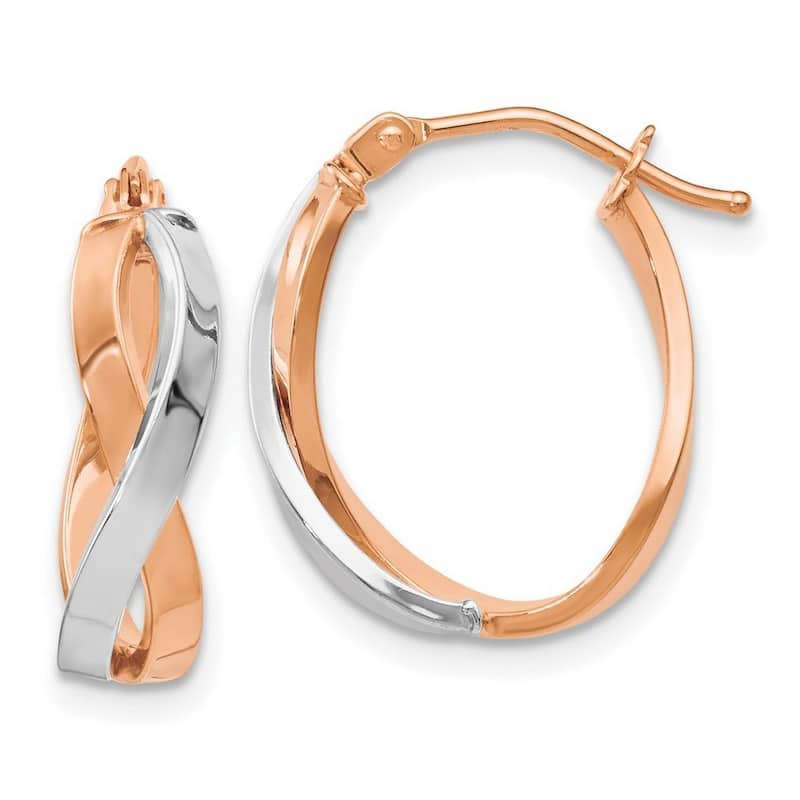 Curata 14k Rose Gold Two-tone Polished Double Swirl Hoop Earrings (18mm)