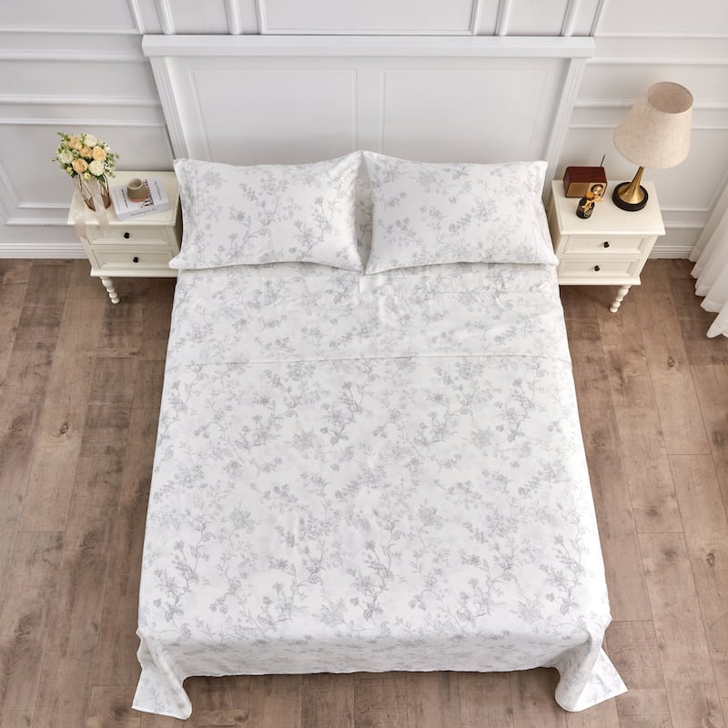 Printed Design Cotton Collection 400TC Hemstitch Garden Bouquet Collection