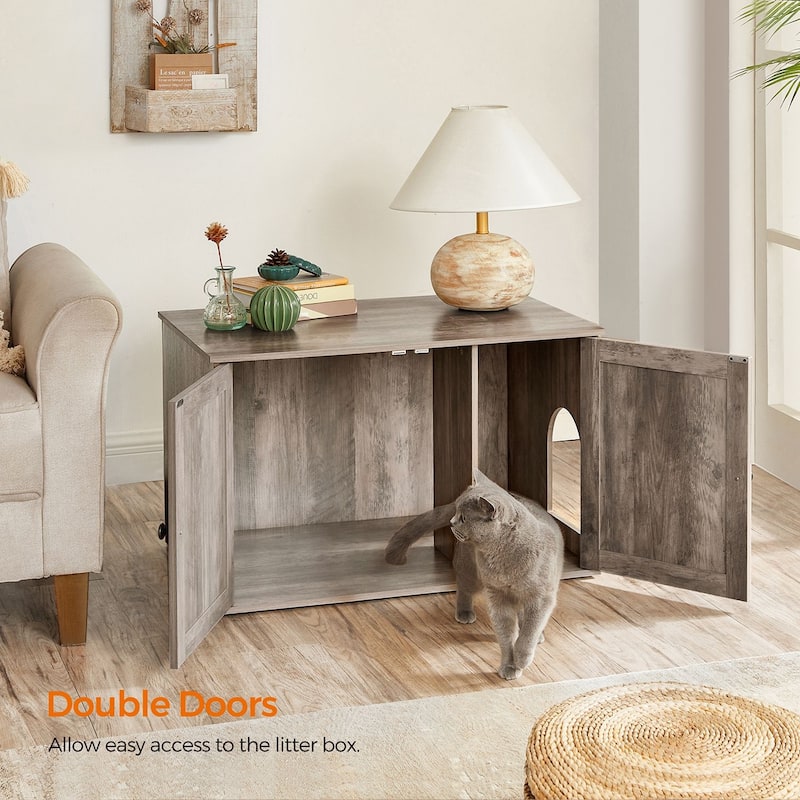 Wooden Hidden Cat Litter Box Enclosure with Removable Divider Perfect for Indoor Pet