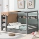 preview thumbnail 2 of 13, Full Size House Bed with Built-in Wardrobe, Two Drawers, Shelves, and Lace Curtain Design, Grey Finish