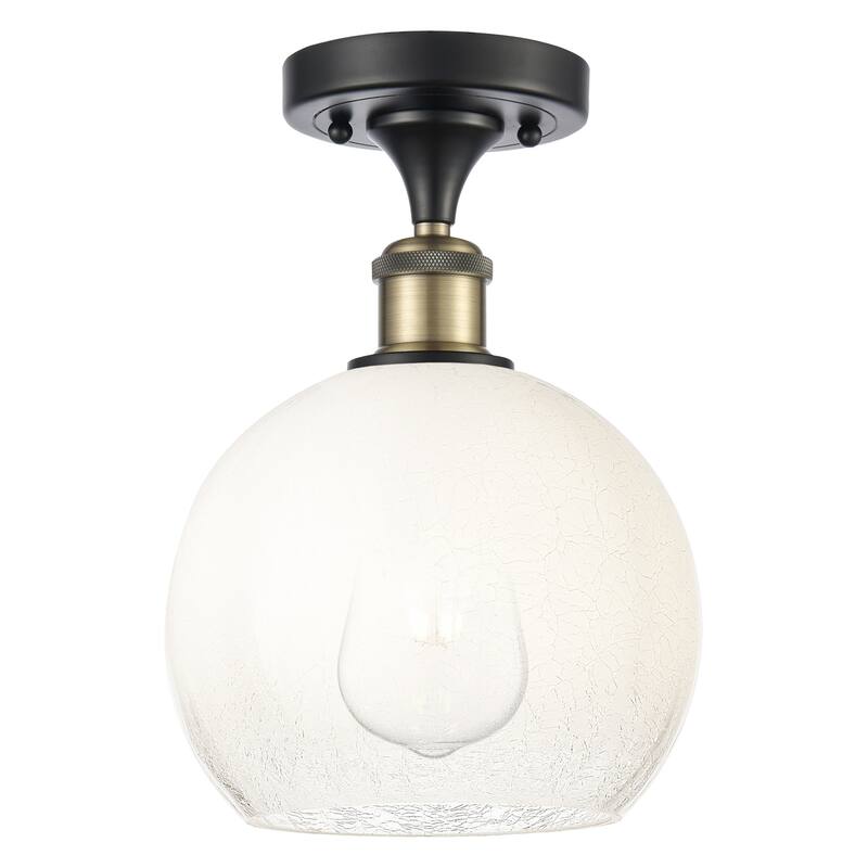 Innovations Lighting 516-1C-11-8 Brookhaven Globe Semi-Flush - Black Antique Brass / Opal