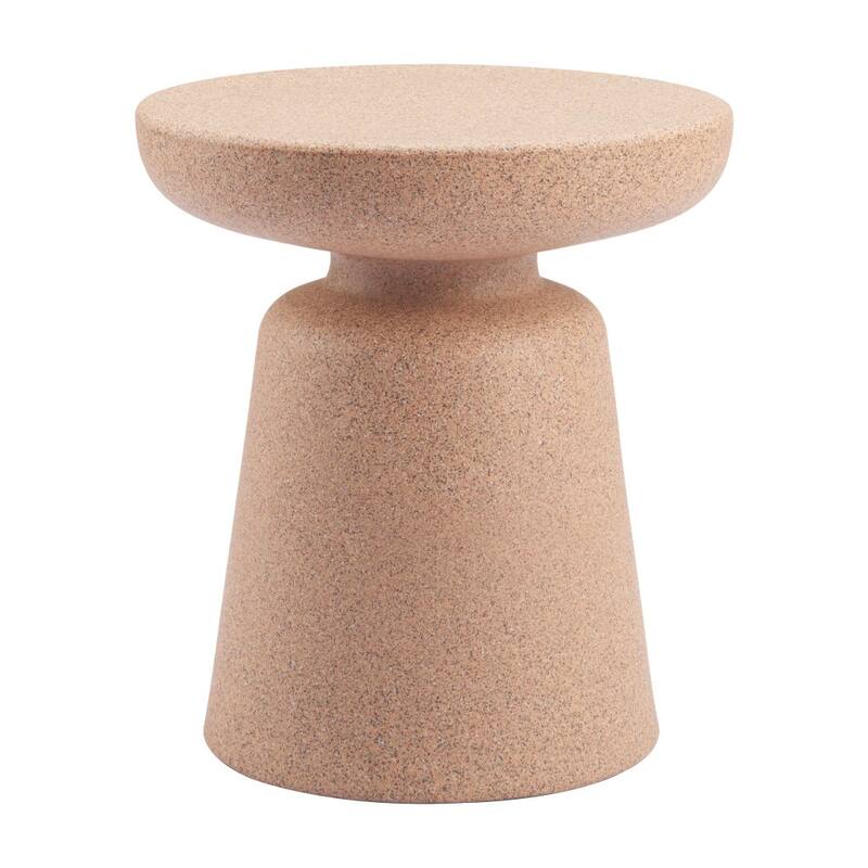 16" Brown Heavy Duty Plastic Round Outdoor Side Table