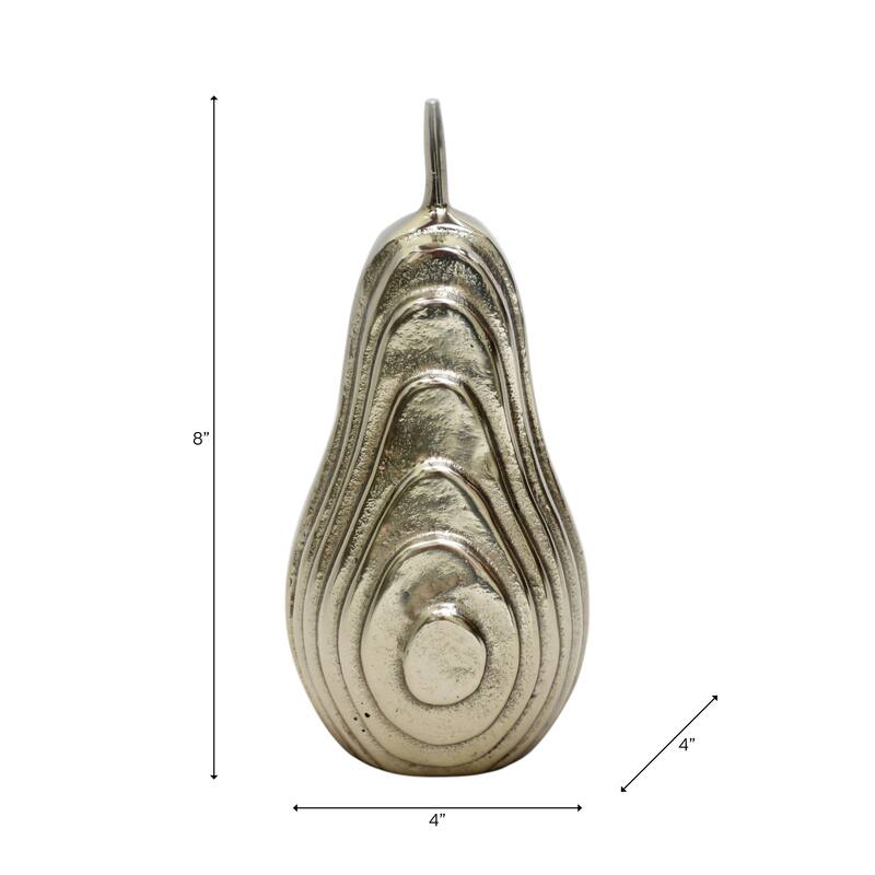 Aluminum Oval Pear Sculpture with Modern Textured Design - 8" Gold - 4" x 4" x 8"