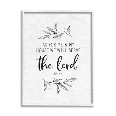 Stupell Serve The Lord Spiritual Scripture Rustic Botanicals Framed Wall Art, Design by Lettered and Lined - White